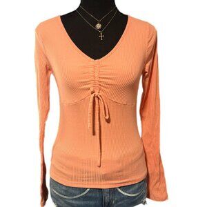 peach vneck long sleeve top